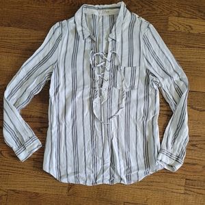 Elan Women's Small Striped Relaxed Blouse